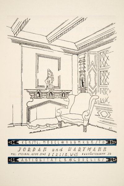 Anúncio para Jordan und Hartmann, de Styl, pub.1922 (pochoir print) de German School