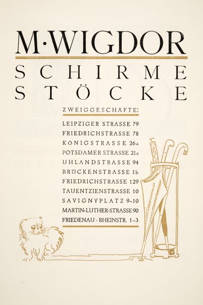 Anúncio para M. Wigdor, Umbrella Stores, de Styl, pub.1922 (pochoir print) de German School