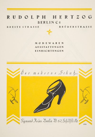 Anúncio para Rudolph Hertzog Shoes, de Styl, pub.1922 (pochoir print) de German School