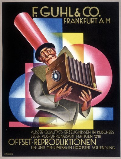 Publicidade para o fabricante alemão de câmaras Offset. No "Gebrauchs Graphik", jornal alemão de German School