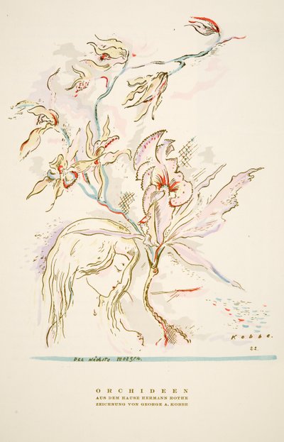 Anúncio "Orchideen aus dem Hause Hermann Roth" de Styl, pub.1922 (impressão em pochoir) de German School