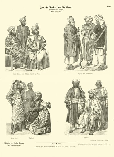 Trajes afegãos, século XIX de German School