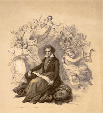 Retrato alegórico de Ludwig van Beethoven (1770-1827) de German School