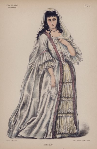 Amalie, de Die Rauber (Os Assaltantes) de Friedrich Schiller (cor litho) de German School