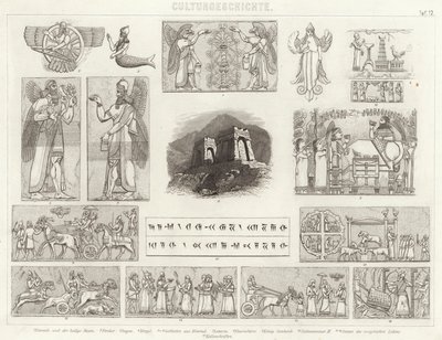 Assíria Antiga. Ilustração para Bilder-Atlas (gravura) de German School