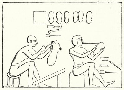 Antigos sapateiros egípcios (gravura) de German School