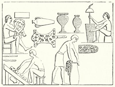 Antigos curtidores egípcios (gravura) de German School