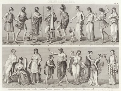 Fatos Gregos Antigos. Ilustração para Bilder-Atlas (gravura) de German School