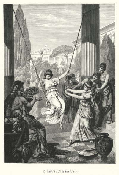 Ancient Greek girls at play (gravura) de German School