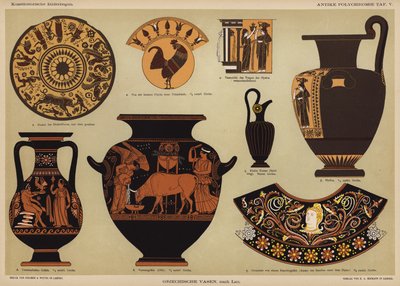 Antiga grega polychrome vasos (cor litho) de German School