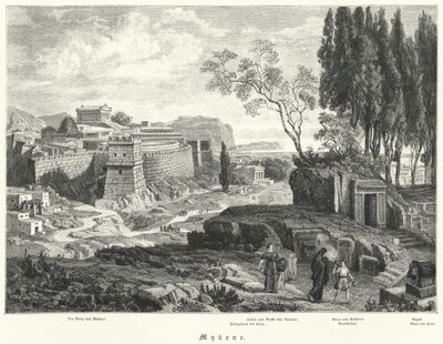 Antiga cidade de Micenas, Grécia (gravura) de German School
