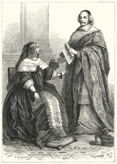 Ana da Áustria, regente de Luís XIV da França, e o Cardeal Mazarin, ministro-chefe da França de German School