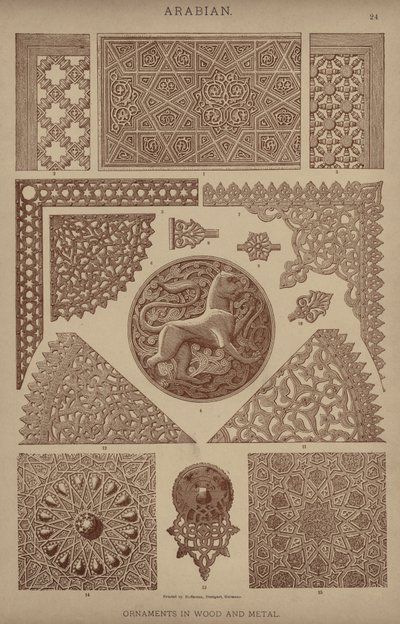 Arabian, ornamentos em madeira e metal de German School