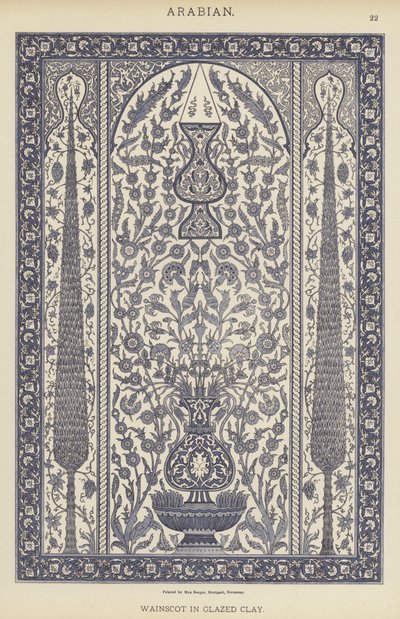 Árabe, Wainscot em Argila Glazed (cor litho) de German School