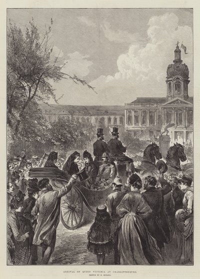 Chegada da Rainha Vitória a Charlottenburg (gravura) de German School