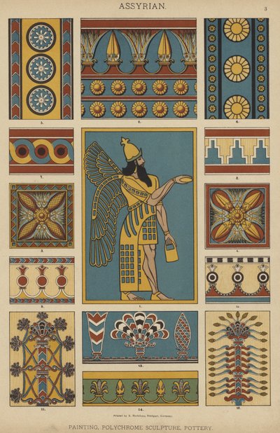 Assírio, Pintura, Escultura Policromada, Olaria (cor litográfica) de German School