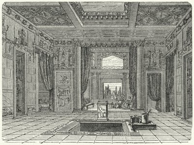 Atrium e tablinum da Casa di Sallusti, Roma (gravura) de German School