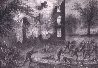 Ataque a uma posição francesa avançada, Cassells History of the War between France and Germany publicado por Cassell and Company Limited, c.1890 (litho) de German School