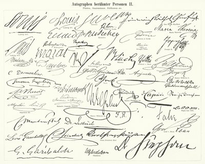 Autógrafos de pessoas famosas: estadistas, príncipes, generais, etc (gravura) de German School
