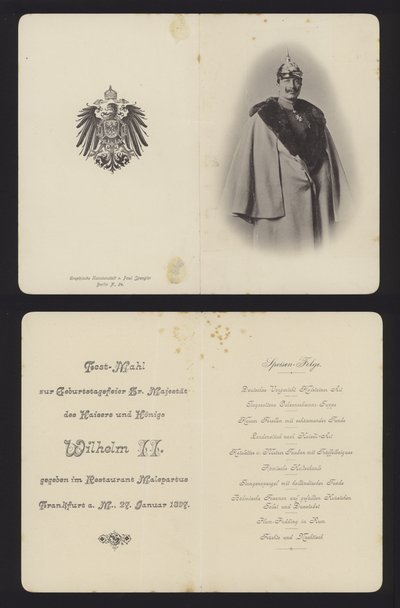 Banquete em homenagem ao aniversário do Kaiser Wilhelm II da Alemanha, Frankfurt, 27 de Janeiro de 1897 (litho) de German School