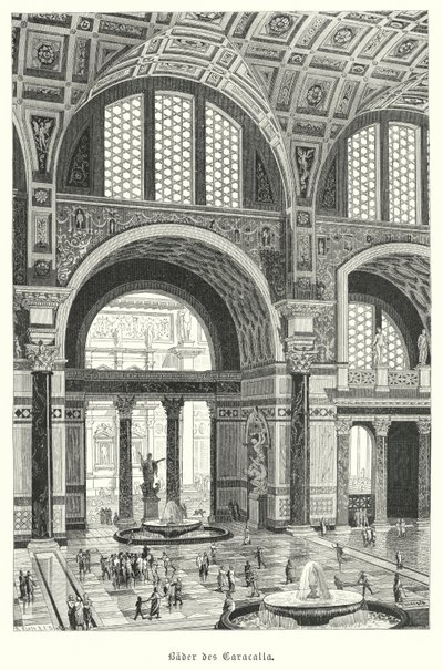 Banhos de Caracalla, Roma (gravura) de German School