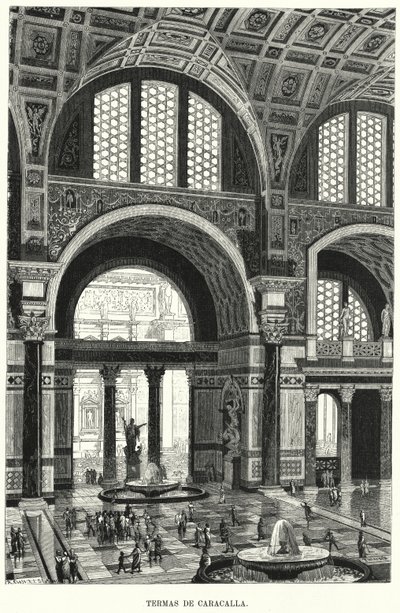 Banhos de Caracalla, Roma (Litho) de German School