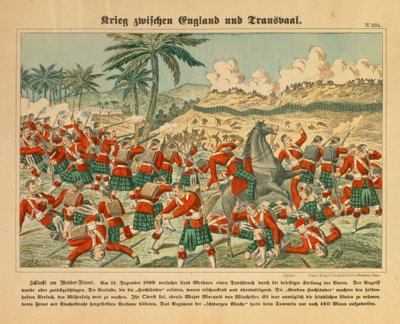 Batalha de Modder River na Guerra dos Bôeres, 11 de dezembro de 1899, publicado por C. Burckhardt, Weissenburg, 1899 de German School