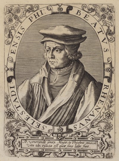 Beato Rhenanus, humanista alemão, estudioso e reformador religioso (gravura) de German School