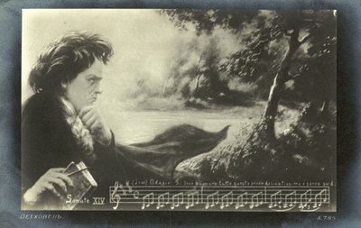 Sonata de Piano de Beethoven No 14 (Sonata ao Luar) (litho) de German School