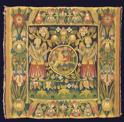 Painel de tapeçaria bíblica representando Sansão e o Leão, possivelmente do século XVII, Alemanha do Norte, Schleswig Holstein ou Hamburgo de German School