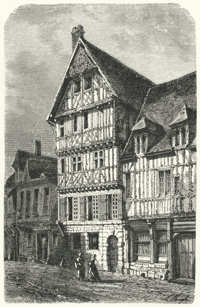 Berço em Rouen do dramaturgo francês Pierre Corneille (gravura) de German School