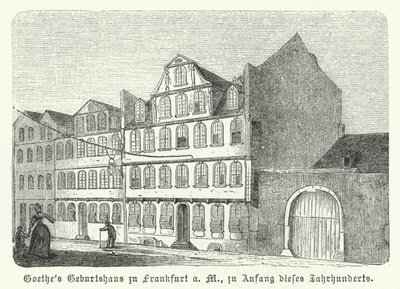 Berço do autor alemão Johann Wolfgang von Goethe, Frankfurt-am-Main, início do século XIX (gravura) de German School