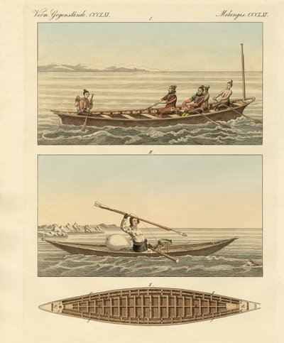 Barcos da Gronelândia (gravura colorida) de German School