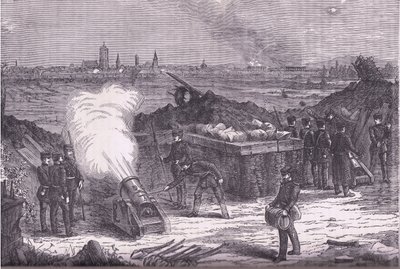 Bombardeamento de Schelestadt, Cassells História da Guerra entre a França e a Alemanha publicado pela Cassell and Company Limited, c.1890 (litho) de German School