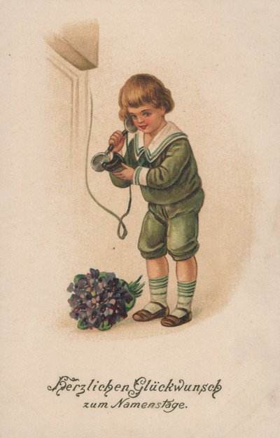 Menino e telefone de German School