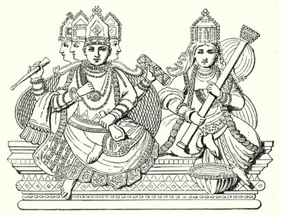 Brahma e Saraswati (gravura) de German School
