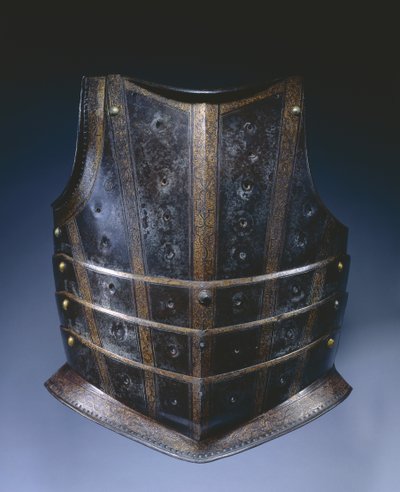 Peitoral da couraça do hussardo, c.1580 (aço gravado e dourado) de German School