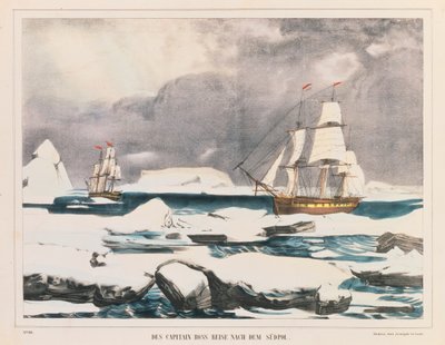 Explorador polar britânico Capitão Ross expedição à Antártida, publicado por J. Scholz, Mainz, entre 1839-42 de German School