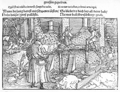 Construção, c.1520 (xilogravura) de German School
