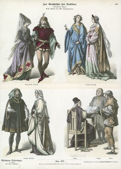 Trajes borgonheses e alemães, primeira metade do século XV de German School