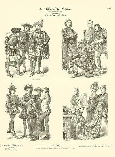 Trajes da Borgonha, meados do século XV de German School