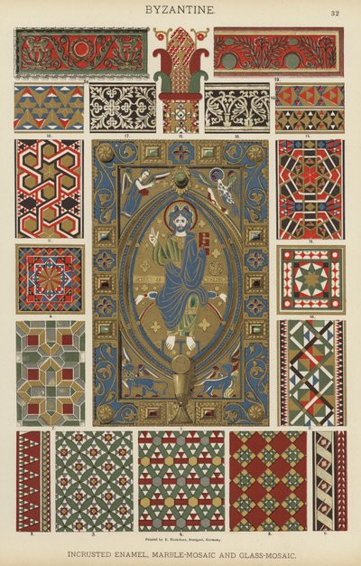 Esmalte Bizantino, Esmalte Incrustado, Mosaico de Mármore e Mosaico de Vidro (cor litho) de German School