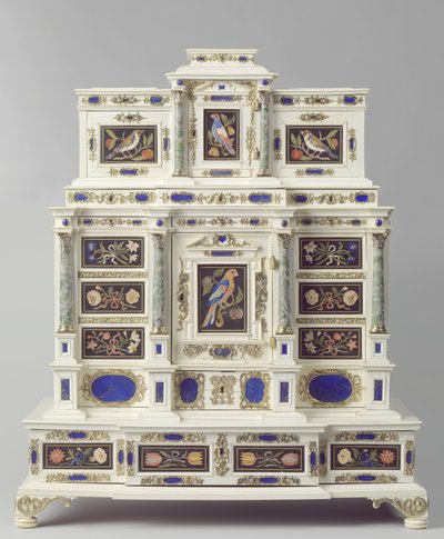 Gabinete fabricado em Augsburg, c.1660-70 (madeira incrustada) de German School