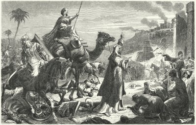 Califa Umar entrando em Jerusalém, 637 (gravura) de German School