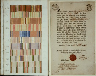 Fitas de campanha e registro de dever para um soldado no Exército Real da Prússia, 1778 de German School