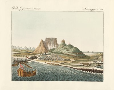 Cidade do Cabo sobre o cabo da Boa Esperança (gravação colorida) de German School