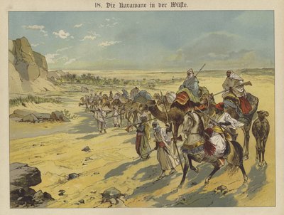Caravana no deserto da Arábia (cor litho) de German School