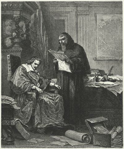 O Cardeal Richelieu e seu confidente e agente Pere Joseph (gravura) de German School