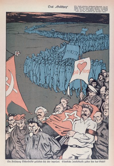 Caricatura da morte de Felix Dzherzhinsky (1877-1926), fundador e diretor do CHEKA de German School