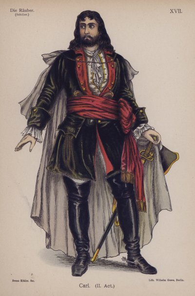Carl, de Die Rauber (Os Assaltantes) de Friedrich Schiller (cor litho) de German School